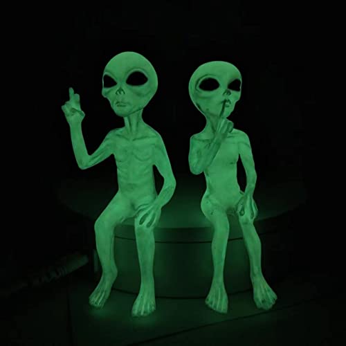 AGDLLYD Luminous Statues,Luminous Alien Statues,Funny garden decoration figures,Alien statues for family and friends on birthdays,halloween,Christmas Statue Accessories(male and female)