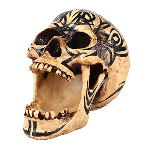 NUOBESTY Skull Head Figurine Open Mouth Skull Collectible Figurine Resin Human Skeleton Skull Decoration Ornament Gift Gothic Table Centerpiece