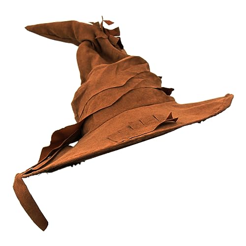 WIZARD HAT FANCY DRESS ACCESSORY BROWN SUEDE FEEL POINTED WITCHES HAT BOOK FILM CHARACTER (PACK OF 1)
