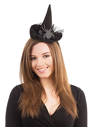 Bristol Novelty MD227 Witch Hat on Headband, Womens, Black/White, One Size