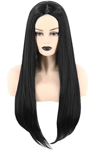 Topcosplay Women's Long Black Straight Wig Cosplay Wig Halloween Costume Wigs (Black)