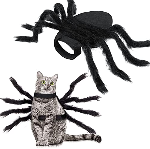 Halloween Spider Costume for Dog Cat, Cat Halloween Costume, Halloween Pet Costume Halloween Decorations, Spider Decor Halloween Party Supply, Adjustable Spider Costumes for Small Medium Dogs and Cat
