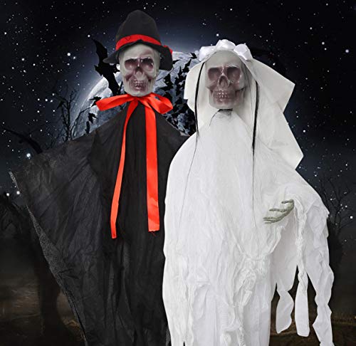 VEYLIN Halloween Hanging Ghost Prop, 2 Pack Flying Ghost for Patio Lawn Garden Decoration and Halloween Party Decoration