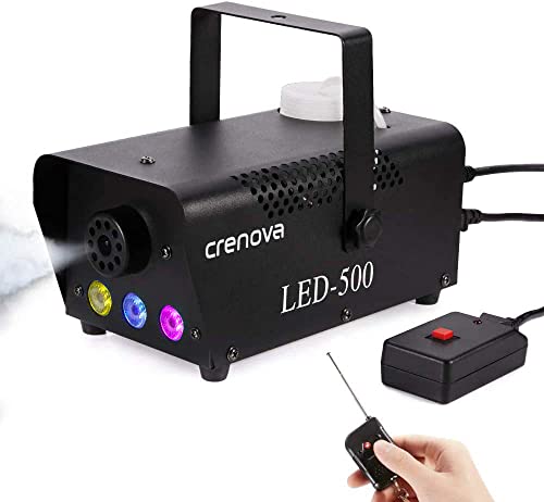 Smoke Machine,Halloween Fog Machine with 7 Colorful Lights, 500W and 3000CFM Fog with Wireless Remote Controls, Perfect for Wedding, Halloween, Party and Stage Effect