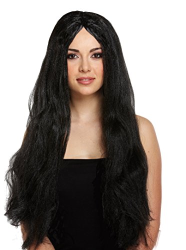 Adult Halloween Long Black Straight Witch Wig Fancy Dress Accessory 65cm