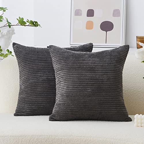 Home Brilliant Large Cushion Covers for Bed, Halloween Decorative Cushion Cover for Party, Solid Pillow Covers 60x60 for Cushions, 24 inch, 2 Pcs, (60 cm, Dark Grey)
