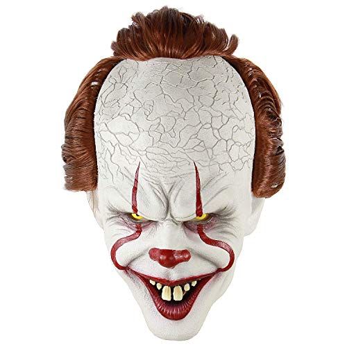 Pennywise Scary Clown Latex Mask Joker Scary Creepy Halloween Costume Props Face Mask for Adults