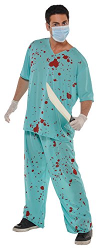Amscan 841778-55 - Unisex Adults Halloween Bloody Surgeon Scrubs Fancy Dress Costume - Standard