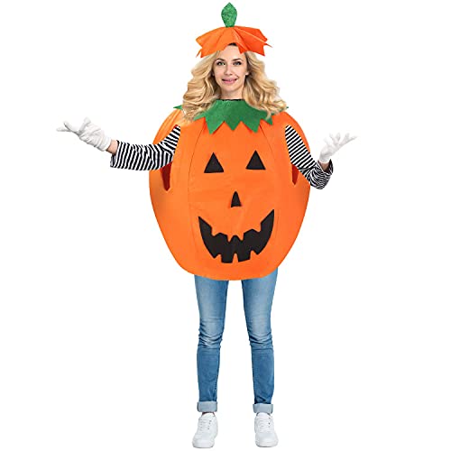 Halloween Pumpkin Costumes for Kids - Unisex Fancy Dress,Cute Pumpkin Outfit,Cosplay Party Clothes,Funny Pumpkin Costume with a Hat for Halloween Dress Up Party