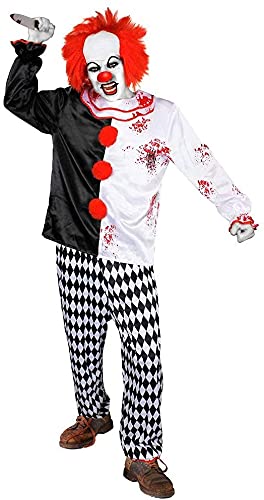 Adults Halloween Scary Clown Costume - Mens Clown Costume - Horror Fancy Dress For Halloween (XX-Large)