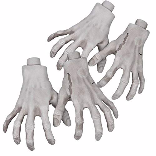 XONOR Halloween Skeleton Hands - Realistic Life Size Severed Fake Plastic Hands for Halloween Props Decoration, 4 Pieces