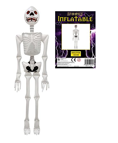 HENBRANDT Halloween Spooky Horror Skeleton Inflatable Decoration White 183cm Tall