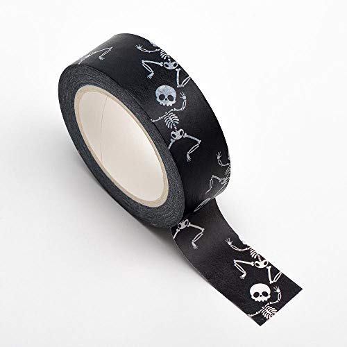 Italian Options Halloween Skeletons Adhesive Black Washi Tape (15mm x 10 Metre)