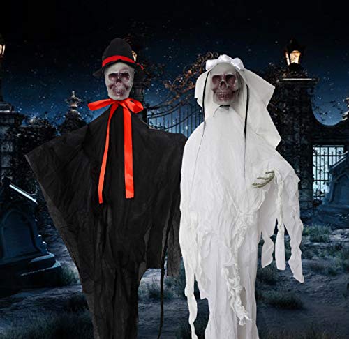 VEYLIN Halloween Hanging Ghost Prop, 2 Pack Flying Ghost for Patio Lawn Garden Decoration and Halloween Party Decoration