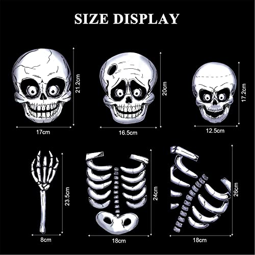 AXLOFO® 8 Sheets Halloween Party Decoration, 76 Pcs Reusable Halloween Window Stickers, Skeleton and Ghost Window Decals for Halloween (PVC)