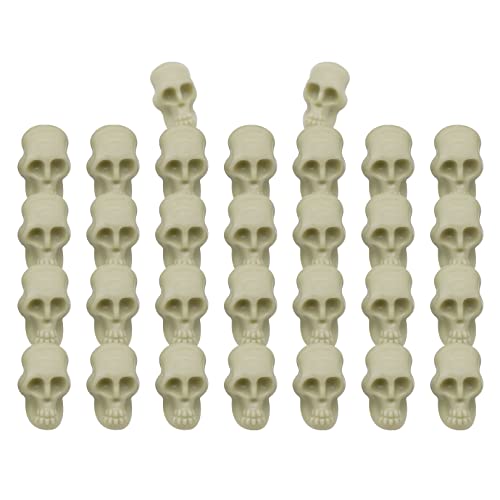 Gunwon 30pcs Mini Plastic Skull Heads,Mini Plastic Skull Heads Decorations Realistic Skeleton Skulls for Halloween Decorations Halloween Pranks Toys Halloween Party Favors Decoration Supplies