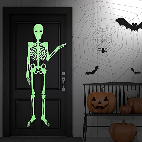 VFM - Halloween Hanging Skeleton 4ft - Terrifying Glow In The Dark Decoration Super Spooky Skull Bones Party Prop For Inside Or Outside Use - Haunted House