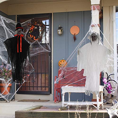 VEYLIN Halloween Hanging Ghost Prop, 2 Pack Flying Ghost for Patio Lawn Garden Decoration and Halloween Party Decoration