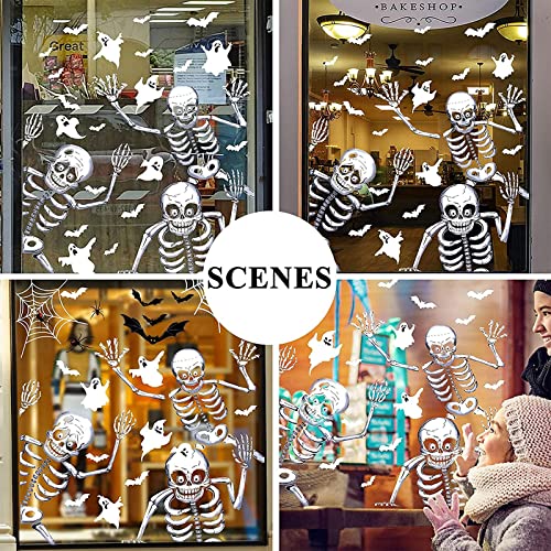 AXLOFO® 8 Sheets Halloween Party Decoration, 76 Pcs Reusable Halloween Window Stickers, Skeleton and Ghost Window Decals for Halloween (PVC)