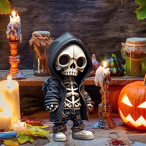 Aizhenqian 2023 Yacriso Cool Skeleton Figurines | Cute Skull Statue Memorabilia | Gothic Decoration Halloween Skull Sculpture | Home Office Desktop Decor