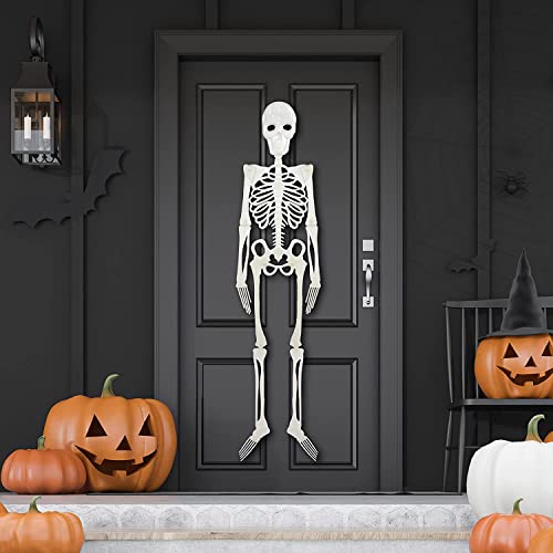 VFM - Halloween Hanging Skeleton 4ft - Terrifying Glow In The Dark Decoration Super Spooky Skull Bones Party Prop For Inside Or Outside Use - Haunted House