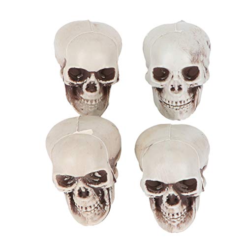 TOYANDONA 4pcs Halloween Skulls Looking Plastic Skeletons Head Skull Halloween Bar Home Table Decoration