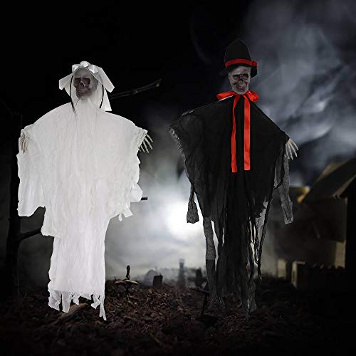 VEYLIN Halloween Hanging Ghost Prop, 2 Pack Flying Ghost for Patio Lawn Garden Decoration and Halloween Party Decoration