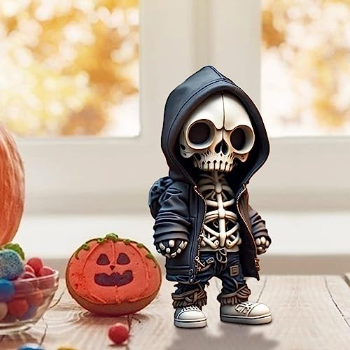 Aizhenqian 2023 Yacriso Cool Skeleton Figurines | Cute Skull Statue Memorabilia | Gothic Decoration Halloween Skull Sculpture | Home Office Desktop Decor
