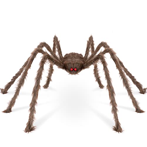 Halloween Decorations Spider, 49'' Giant Halloween Large Spider Prop, Scary Hairy Fake Spider Decor with Red Eyes for Indoor Outdoor Home Party Yard Haunted House Graveyard Porch