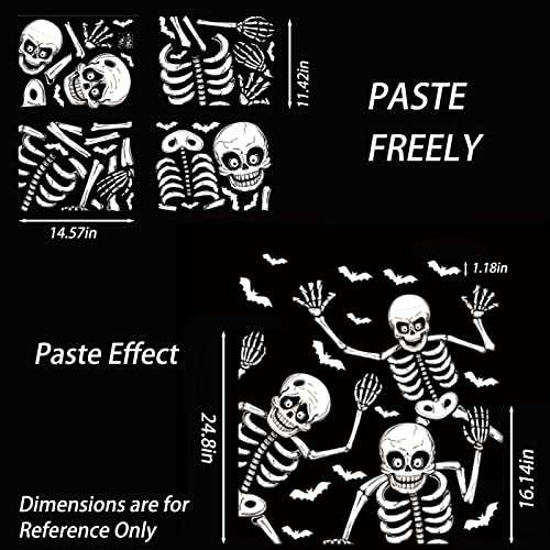 AXLOFO® 8 Sheets Halloween Party Decoration, 76 Pcs Reusable Halloween Window Stickers, Skeleton and Ghost Window Decals for Halloween (PVC)