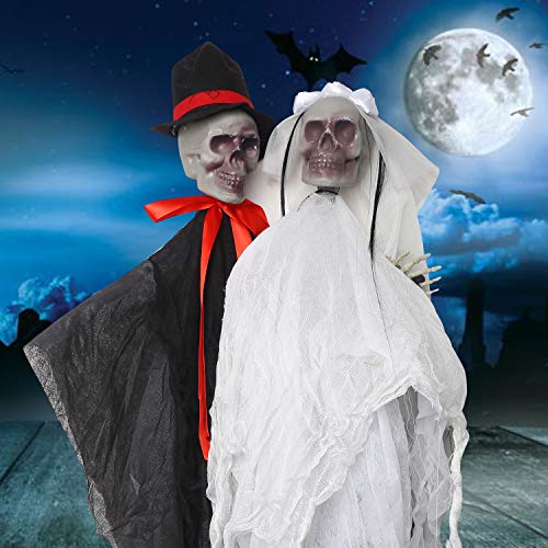 VEYLIN Halloween Hanging Ghost Prop, 2 Pack Flying Ghost for Patio Lawn Garden Decoration and Halloween Party Decoration