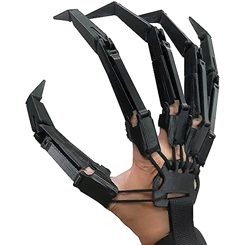 Akin 1 Pair Halloween Articulated Fingers Movable Joint Fingers Realistic Skeleton Hands for Halloween Props Decor Demon Claw for Halloween Decoration Party Horror Party Costume, Black
