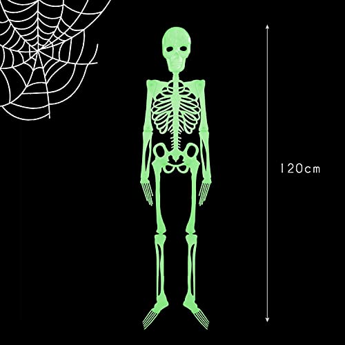 VFM - Halloween Hanging Skeleton 4ft - Terrifying Glow In The Dark Decoration Super Spooky Skull Bones Party Prop For Inside Or Outside Use - Haunted House