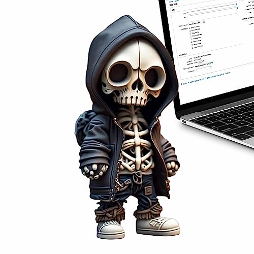 Aizhenqian 2023 Yacriso Cool Skeleton Figurines | Cute Skull Statue Memorabilia | Gothic Decoration Halloween Skull Sculpture | Home Office Desktop Decor