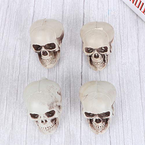TOYANDONA 4pcs Halloween Skulls Looking Plastic Skeletons Head Skull Halloween Bar Home Table Decoration