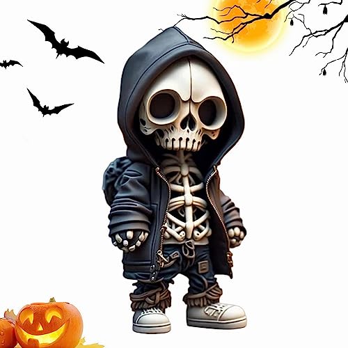 Aizhenqian 2023 Yacriso Cool Skeleton Figurines | Cute Skull Statue Memorabilia | Gothic Decoration Halloween Skull Sculpture | Home Office Desktop Decor