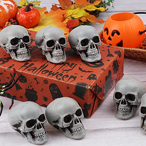 Uoeo 10 Pcs Halloween Skulls Realistic Skeleton Head Skull Plastic Human Head Skull Figurines Sculpture for Halloween Party Home Bar Table Haunted House Decoratoin