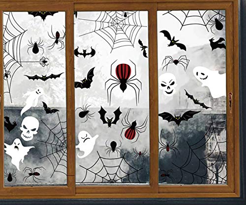 OTMVicor Vicor 6 sheets Halloween Party decoration,68pcs Halloween Window stickers,Skeleton and Ghost Window decals for Halloween