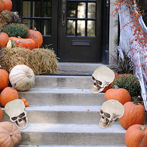 TOYANDONA 4pcs Halloween Skulls Looking Plastic Skeletons Head Skull Halloween Bar Home Table Decoration