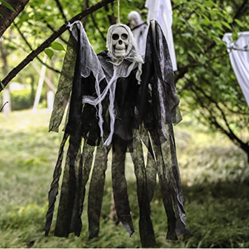 AOVNA 2 Pieces Halloween Hanging Skull Skeleton Ghosts Decorations Halloween Hanging Grim Reapers for Haunted House Prop Spooky Scene