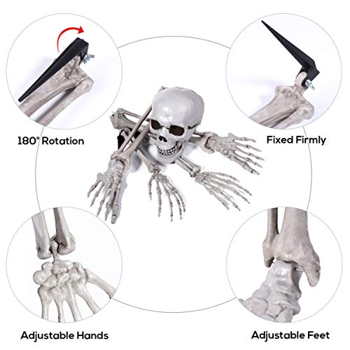 EXCEART Skeleton Bones and Skull Plastic Spooky Fake Skeleton for Halloween Decor Props Graveyard Ground Decor Halloween Skeleton with Movable Joints