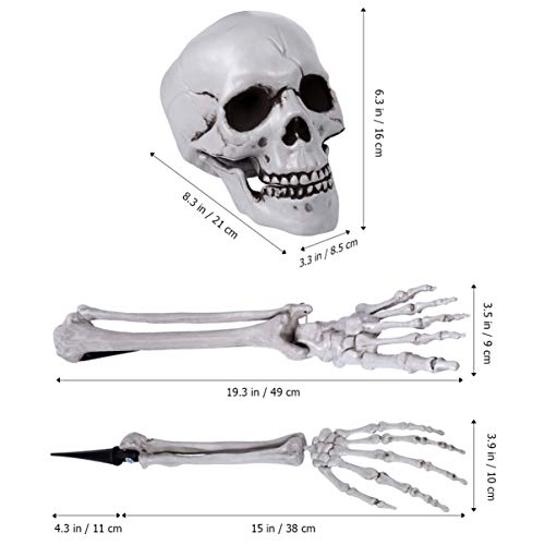 EXCEART Skeleton Bones and Skull Plastic Spooky Fake Skeleton for Halloween Decor Props Graveyard Ground Decor Halloween Skeleton with Movable Joints