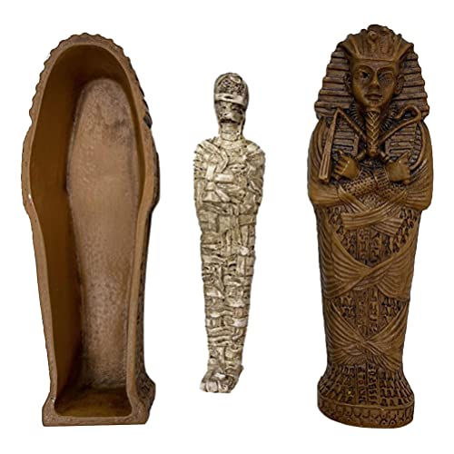 Happyyami 1 Set Egyptian King Tutankhamun Pharaoh Sarcophagus Mummy Sculpture Figurine Mummification Mummy Cases Coffins Sculpture for Halloween Party Supplies