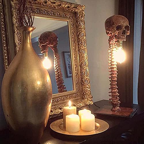 Zhuidream Skull Skeleton Lamp - The Carnival of Skeletons, Halloween 3D LED Lamp, Handmade Exquisite Horror Gothic Table with and Spine Design Party Ornament (1 lamp)