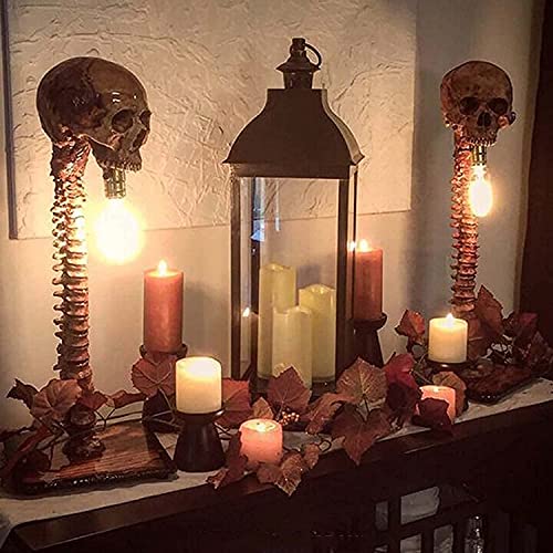 Zhuidream Skull Skeleton Lamp - The Carnival of Skeletons, Halloween 3D LED Lamp, Handmade Exquisite Horror Gothic Table with and Spine Design Party Ornament (1 lamp)