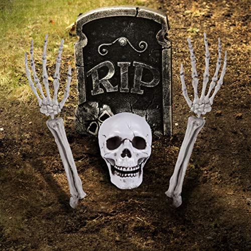 EXCEART Skeleton Bones and Skull Plastic Spooky Fake Skeleton for Halloween Decor Props Graveyard Ground Decor Halloween Skeleton with Movable Joints