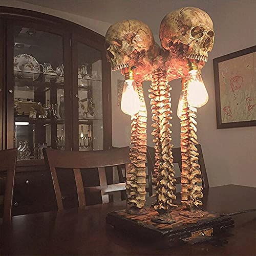 Zhuidream Skull Skeleton Lamp - The Carnival of Skeletons, Halloween 3D LED Lamp, Handmade Exquisite Horror Gothic Table with and Spine Design Party Ornament (1 lamp)