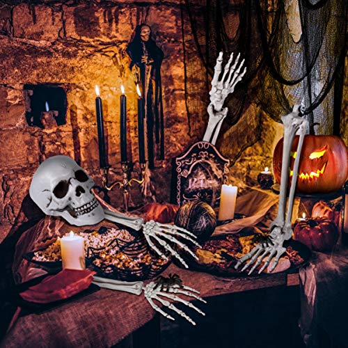 EXCEART Skeleton Bones and Skull Plastic Spooky Fake Skeleton for Halloween Decor Props Graveyard Ground Decor Halloween Skeleton with Movable Joints
