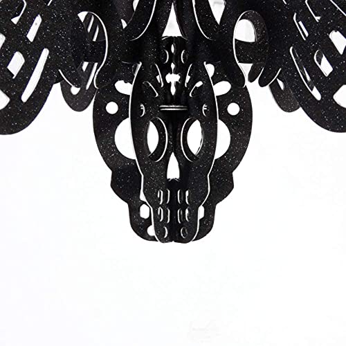 ANCLLO Glitter Paper 3D Skeleton Chandelier Halloween Hanging Decorations Ornaments Season Festive Party Decor Black