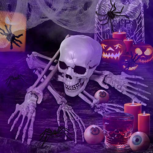 EXCEART Skeleton Bones and Skull Plastic Spooky Fake Skeleton for Halloween Decor Props Graveyard Ground Decor Halloween Skeleton with Movable Joints